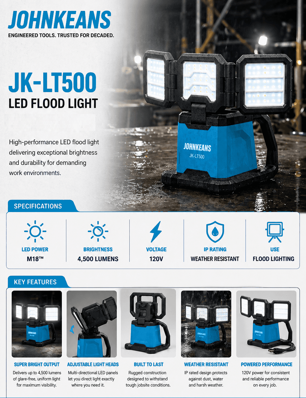 Johnkeans 50W LED Flood Light - Image 4