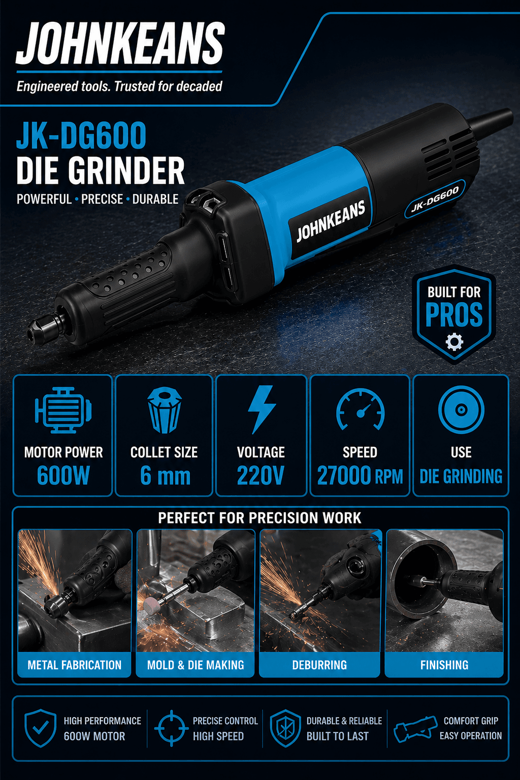 Johnkeans 600W Electric Die Grinder - Image 3